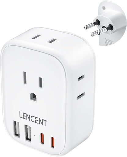 LENCENT Switzerland Travel Plug Adapter, Swiss Power Adaptor with 4 Outlets | 4 USB Ports (2 USB C), Type J Plug Converter for US to Switzerland, Liechtenstein, Rwanda, Safe Grounded