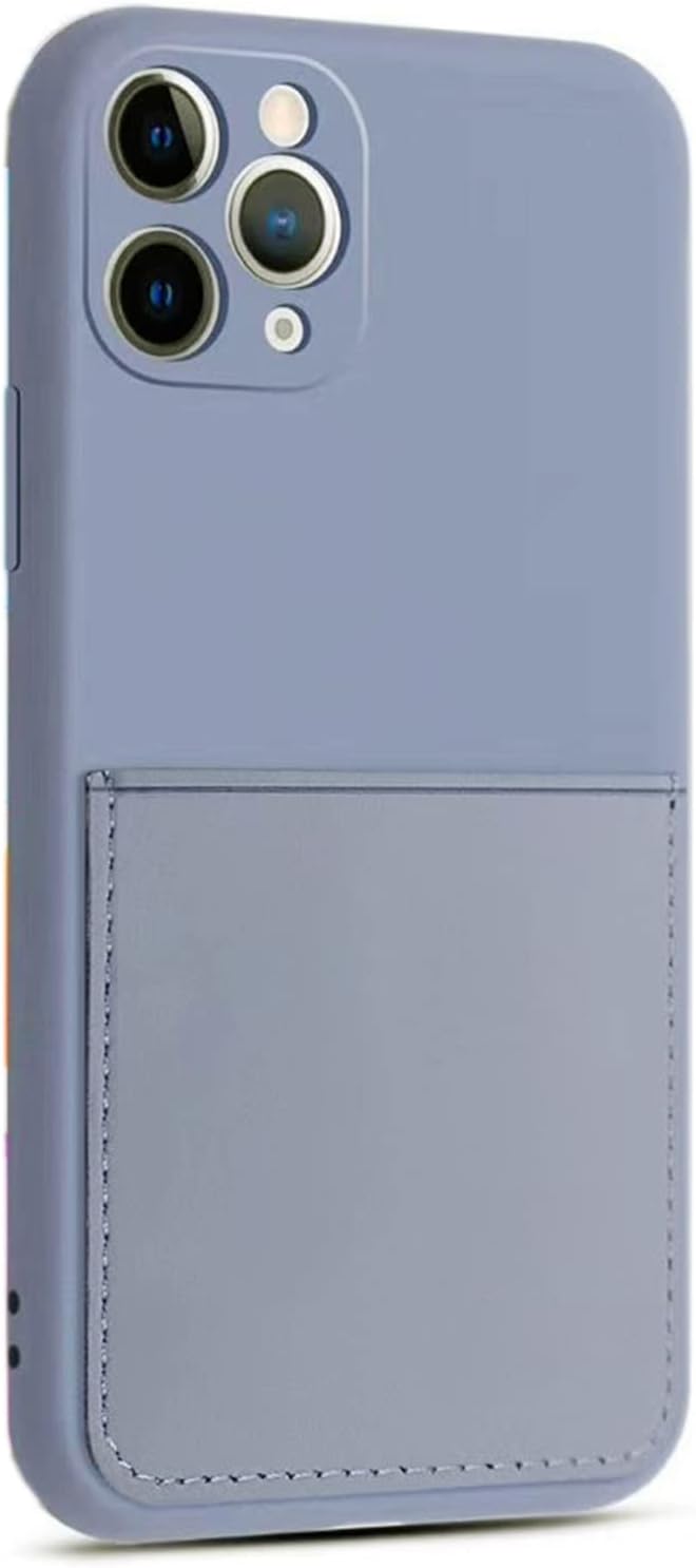 Ultra Slim Liquid Silicon Gel Case Compatible for iPhone 11 Pro 5.8 inch 2019 with Card Holder Sleeves Slot Anti-Scratch Shockproof Wallet Cover with Screen Protecto(Lavender Grey)