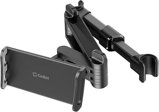 Cellet Universal Car Headrest Mount for Tablets & Phones – 360° Rotating Back Seat Tablet Holder with Extendable Arm – Compatible with iPad Pro/Air/Mini, Samsung Galaxy Tab, iPhone & Kids Devices
