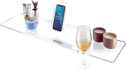 38" Supreme - Clear Acrylic Bathtub Tray Caddy Tub Shelf, Spa Board Luxury Bathroom Bath tub Table, Fits Across Bathtubs, Book, iPad and Wine Glass Holder (Supreme, 38")