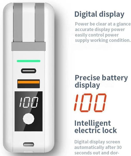 5-in-1 Travel Power Bank with Wall Plug — 10000mAh MagSafe Wireless Portable Charger with Built-in USB-C & Lightning Cables + Universal International Travel Adapter (US/Asia/Europe/Asia) | 5-in-1 Charger with USB-C, Global Travel Adapter, Built-In Char...