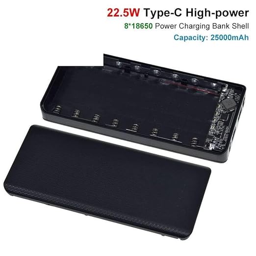 QC4.0 QC3.0 Dual USB Micro/Type-C USB 8x18650 Box 5V 4.5A 22.5W 25000mAh Mobile Phone Charger DIY Shell Case