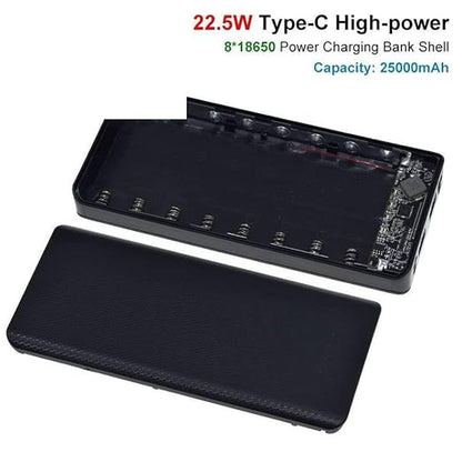 QC4.0 QC3.0 Dual USB Micro/Type-C USB 8x18650 Box 5V 4.5A 22.5W 25000mAh Mobile Phone Charger DIY Shell Case