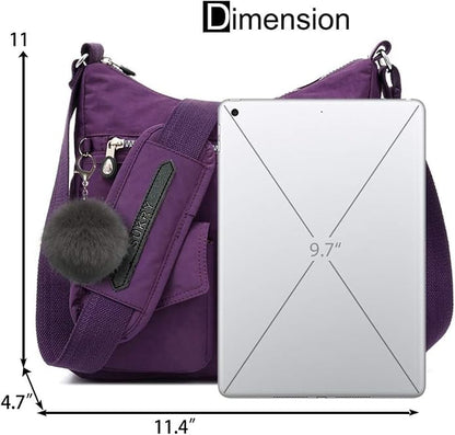 SUKRY Nylon Crossbody Bag for Women with Anti theft RFID Pocket, Waterproof Shoulder Bag Travel Purses and Handbag