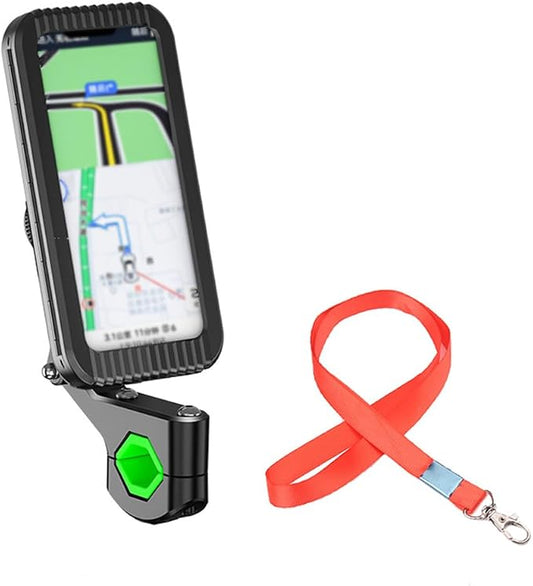 Detachable Motorcycle Waterproof Phone Holder Bike Phone Mount (with Hanging Rope) ，Base for iPhone Series and More 4.0" – 7.0" Cellphone (Handlebar)