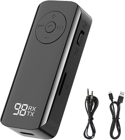 Bluetooth AUX Adapter for Car,5.3 Wireless Transmitter and Receiver 2 in 1,3.5mm AUX Bluetooth Car Adapter,Hands-Free Call for Cars, Speakers, Stereo Systems and Headphones