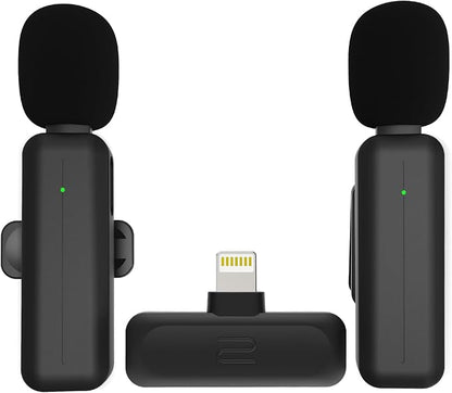 2-Pack Wireless Mini Lavalier Lapel Microphone for iPhone,iPad(Lightning) - 65ft Cordless Clip on Dual Mics with Noise Reduction 6H Working Time for Video Recording Vlogging, YouTube, Interview