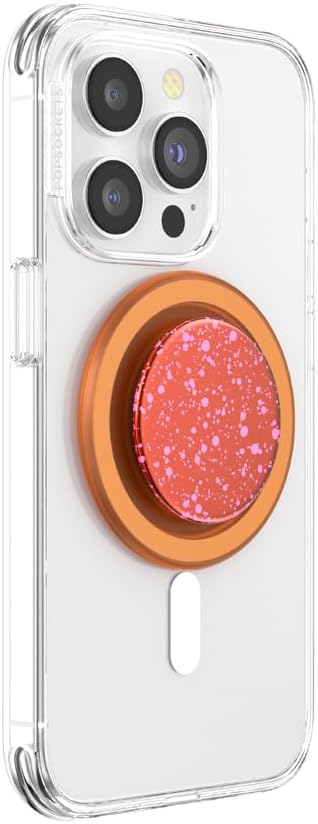 PopSockets Phone Grip for MagSafe, Magnetic Holder, Phone Stand, Orange - Clay Speckle