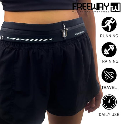 Lightweight Running Belt - for Man and Woman Running Phone Holder, Waist Pack for Workout, Money Belt, Running Gear Accessories (Double, Black) designed for carrying Phone, Keys & Essentials