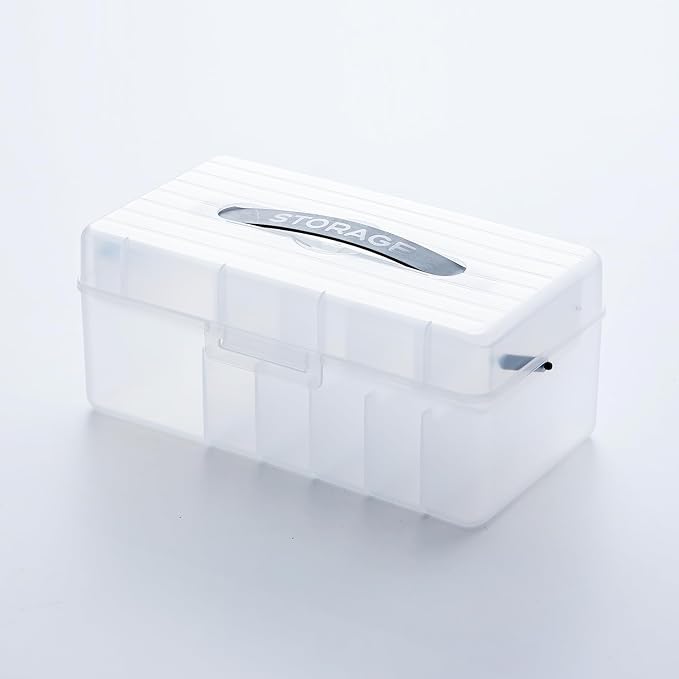 Vidifor 2-Layer Cable Organizer Box with 20 Cable Ties, Portable Cord, Charger and Bandages Storage for Drawer, Desk, Office & Home (White)