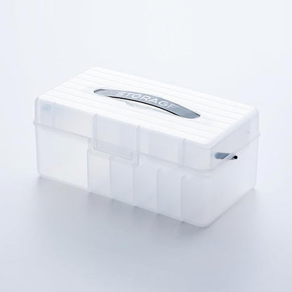 Vidifor 2-Layer Cable Organizer Box with 20 Cable Ties, Portable Cord, Charger and Bandages Storage for Drawer, Desk, Office & Home (White)