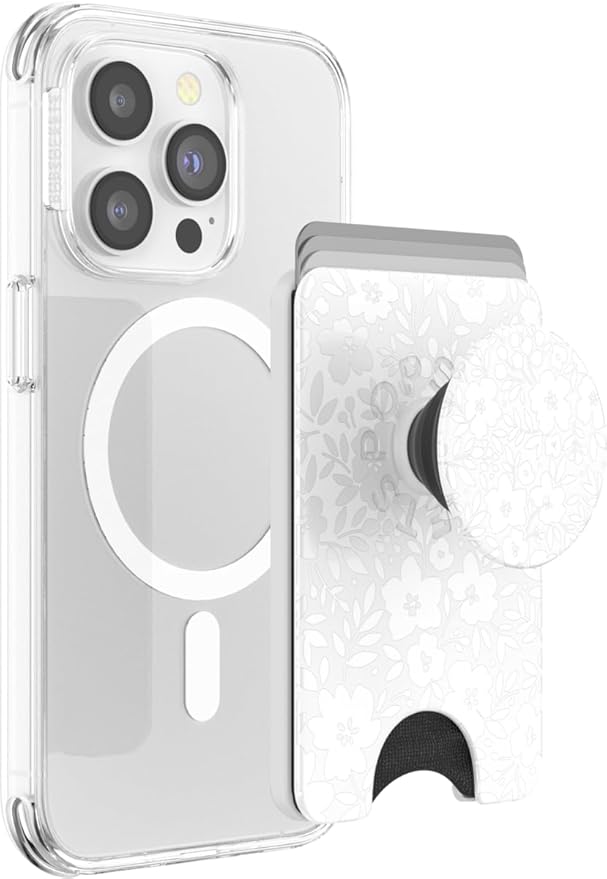 PopSockets Phone Wallet for MagSafe, Phone Card Holder with Grip, White - Blanc Fresh