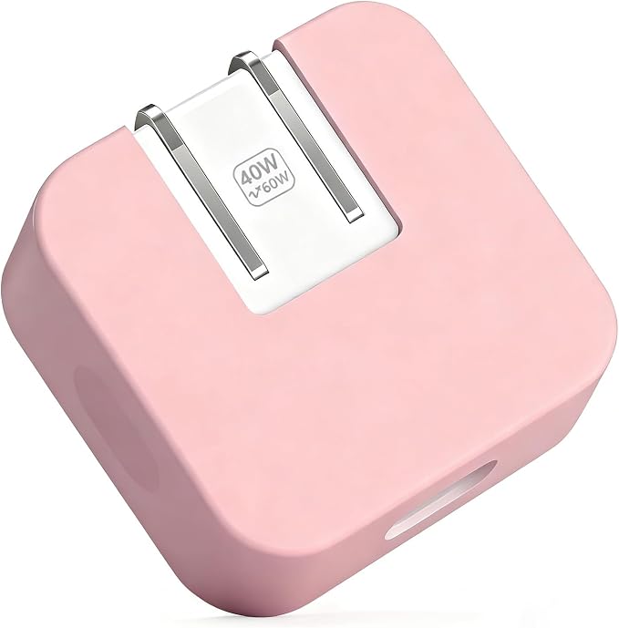 40W Soft Silicone Charger Sleeve Case Protective Cover for Apple 40W Power Adapter & 60W Max Charger, with iPhone 17/16/15, MacBook Air 13/13.6/15, Apple Watch Accessories. Pink