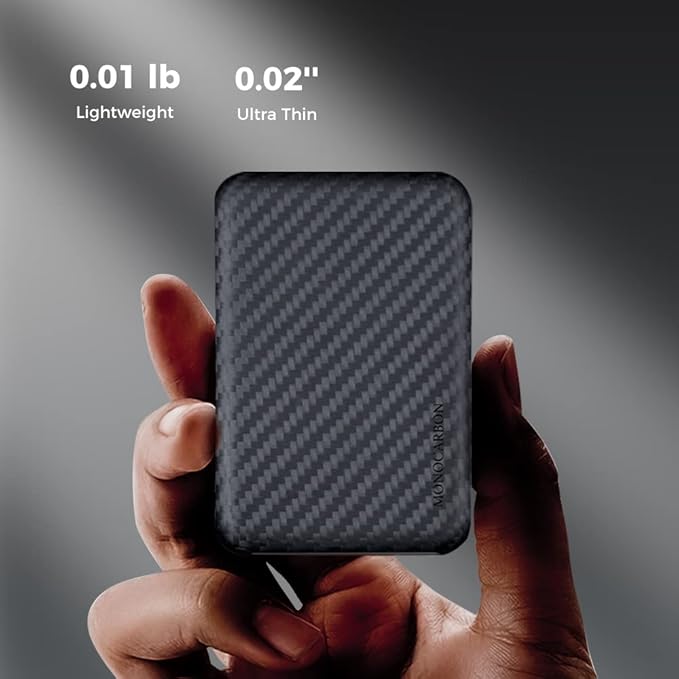 MONOCARBON MagSafe-Battery-Pack-Case, Carbon-Fiber-Battery-Case for iPhone 15 Pro Max, Portable MagSafe Charger Case for iPhone 14, 13, 12 Series, Matte Purple. Matte Finish.