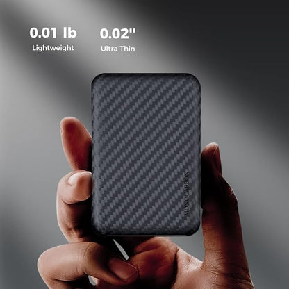 MONOCARBON MagSafe-Battery-Pack-Case, Carbon-Fiber-Battery-Case for iPhone 15 Pro Max, Portable MagSafe Charger Case for iPhone 14, 13, 12 Series, Matte Purple. Matte Finish.