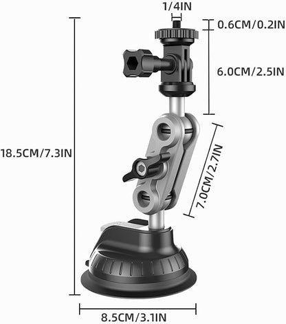 Ultra-Strong Suction Cup Phone Mount for Car - Anti-Shock & Noiseless Dashboard & Windshield Holder, 360° Adjustable Hands-Free Mount for All Smartphone (02)