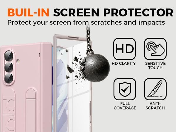 NINKI Screen Protector for Samsung Galaxy Z Fold 8 Ultra Phone Case with Hand Strap,Cute Kickstand for Samsung Z Fold 8 Ultra Finger Holder Cover,Hinge Protective Galaxy Fold 8 Ultra Case Womens Pink