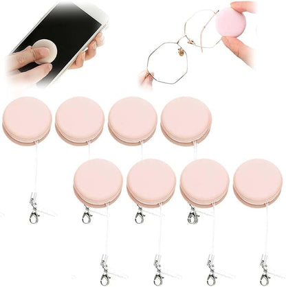 Yilia Macaron Phone Screen Cleaner, Cute Macaron Design Mobile Phone Screen Cleaner, Washable Dedusting Tool for Eyeglasses and Cell Phones (Pink, 8pcs)