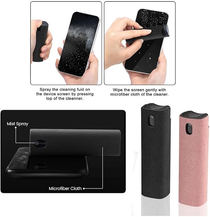 2 Pack Screen Cleaner Spray and Wipe Phone Touchscreen Mist Cleaning Kit for Laptop, Computer, iPad, Laptop, Car Screen, Tablet, Monitor, TV