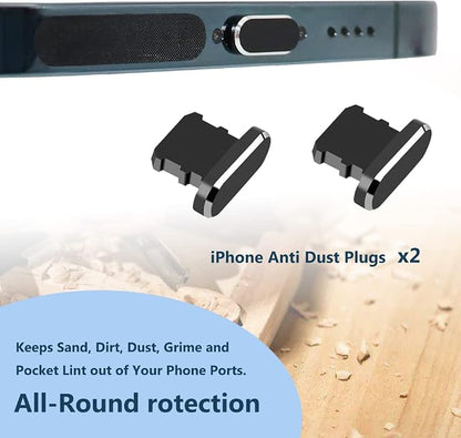 Phone Speaker Dustproof Stickers Protector, Mesh Speaker Anti Dust Adhesive Cover, Included Anti Dust Plug, Phone Port Cleaning Brush and Tweezer Compatible with iPhone 14, 13, 12 Pro Max, 11 (Black)