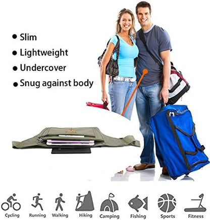 Naoki Outdoor Sports Running Jogging Cycling Hiking Camping Climbing Travel Ultra-thin Waterproof Polyester Waist Pack/Bag Runner Belt(Army Green)