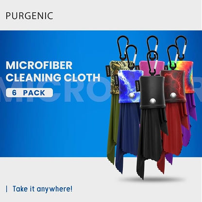 Microfiber Cloth & Glasses Wipes (6 Pack) Lens & Glasses Cleaning Cloth - Eyeglass Cleaner - Camera Lenses & Gadget Delicate Screens - All Six