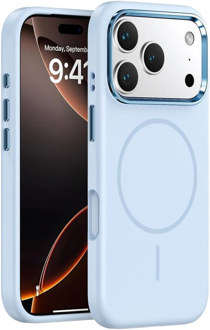 Magnetic Case for iPhone 17 Pro Max/17 Pro/17 Air/17, Wireless Charging Case, Ultra Thin Liquid Silicone Soft Fiber Lining Cover, (17,Blue)