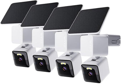 WYZE Solar Cam Pan 4 Pack(Flagship Model), Security Cameras Wireless Outdoor, 2K 360° Pan-Tilt Battery Powered 2.4GHz Wi-Fi Cameras for Home Security, AI Motion Detection, Color Night Vision