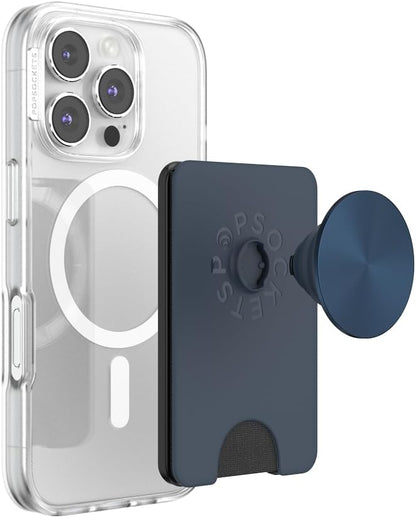PopSockets Kick-Out Wallet for MagSafe, Adjustable Kickstand, Magnetic Stand, Navy Blue - Navy