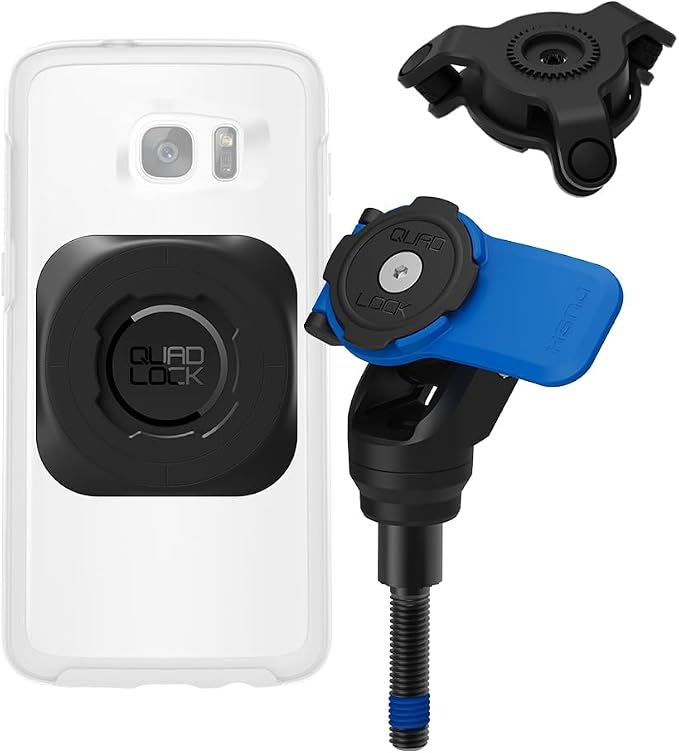 Quad Lock Handlebar Clamp Bolt Motorcycle Phone Mount Kit with Vibration Dampener and MAG Universal Adaptor