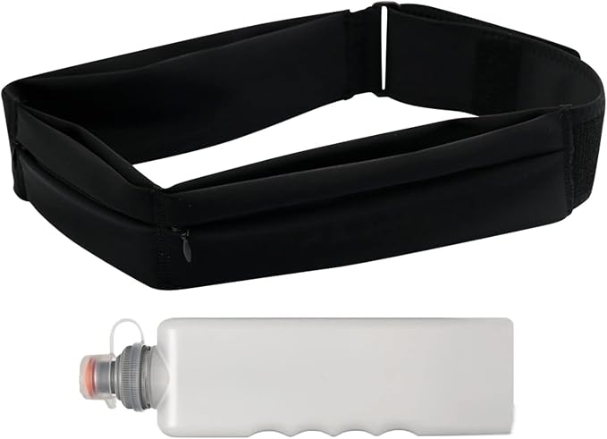 Running Belt with 11oz Water Bottle for Men Women, Slim Sport Workout Fanny Pack Phone Belt Holder Sweat and Waterproof Money Belt for Running Traveling Hiking