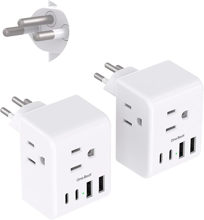 2 Pack Switzerland Travel Plug Adapter, Type J Power Adaptor | 3 Outlets 4 USB Charging Ports (2 USB C), Swiss Outlet Adapter Travel Plug for US to Switzerland, Liechtenstein, Rwanda