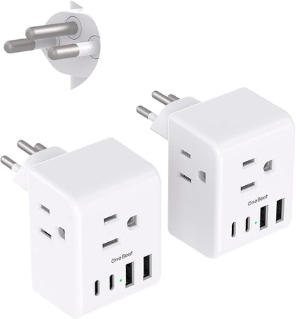 2 Pack Switzerland Travel Plug Adapter, Type J Power Adaptor | 3 Outlets 4 USB Charging Ports (2 USB C), Swiss Outlet Adapter Travel Plug for US to Switzerland, Liechtenstein, Rwanda
