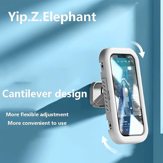 Shower Phone Holder Waterproof - 360° Bathroom Wall Phone Mount Stand Water Proof Anti Fog Case, Suitable for Phones Under 7 inches(First Generation White)
