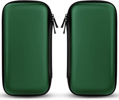 iMangoo Travel Essential Electronics Organizer Pouch Charger Case, Shockproof Dual Zipper Power Bank Cables Tech Accessories Purse, Men & Women Travel Must Have Storage Bag, 6.5x3.2x1 inch Green