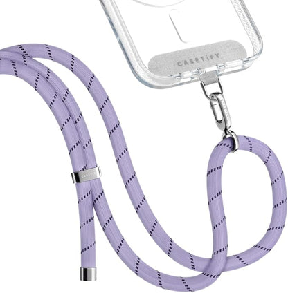 CASETiFY 8mm Rope Cross Body Strap with Card - Lavender/Navy Dots