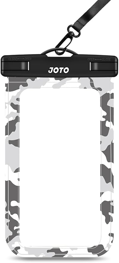 JOTO Up to 7" Universal Waterproof Phone Case for iPhone 17 Air 16 15 14 13 12 11 Plus Pro Max, IPX8 Cellphone Dry Bag XR X SE, Galaxy S23 S22 S21 S20+ S20 S10 Plus Note, Pixel -CamoGrey