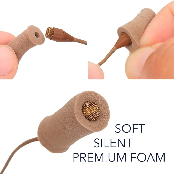 URSA Foamie Sleeves for Lavalier Microphones – Discreet Mic Covers to Reduce Clothing Noise, Protect Against Sweat & Light Wind – Pack of 12 (Caramel)