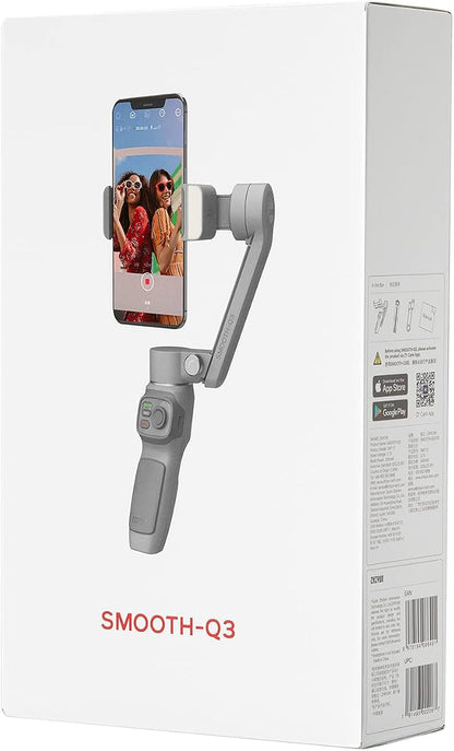 Zhiyun Smooth Q3, 3-Axis Gimbal Stabilizer for Smartphone with Fill Light and Tripod, Auto Inception Dolly-Zoom Time-Lapse, Portable and Foldable, Gesture Control, Android and iPhone Gimbal