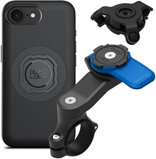 Quad Lock Motorcycle Handlebar Mount Kit with Vibration Dampener and MAG Phone Case for iPhone 17e