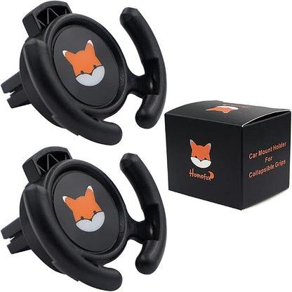 Car Vent Mount Holder 2 Pack - Compatible with Popsocket - Car Mount made for Pop Socket Grips Collapsible Phone Holder for Pop Mount with Secure AC Vent Clip, Horizontal Air Vent ONLY (Black)