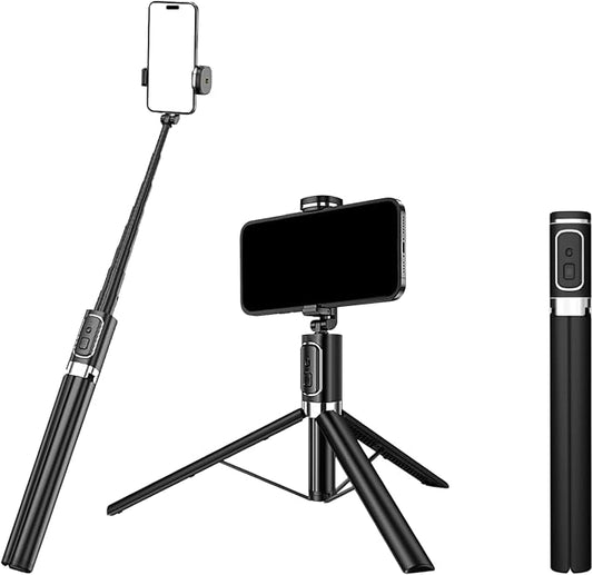 CAMBOFOTO Selfie Stick Tripod,Compact Stand – Stable, 360° Rotating Head, 2-in-1 Design for Selfies & Hands-Free Shots – Ideal for Vloggers, Travelers and Photographers
