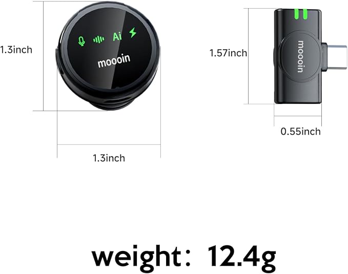 Wireless Lavalier Microphone for iPhone, with AI Noise Reduction – Plug-and-Play Clip-on Mic for iPhone/iPad/Android, Long Battery Life Mini Portable for Vlogging, Live Streaming, Interviews