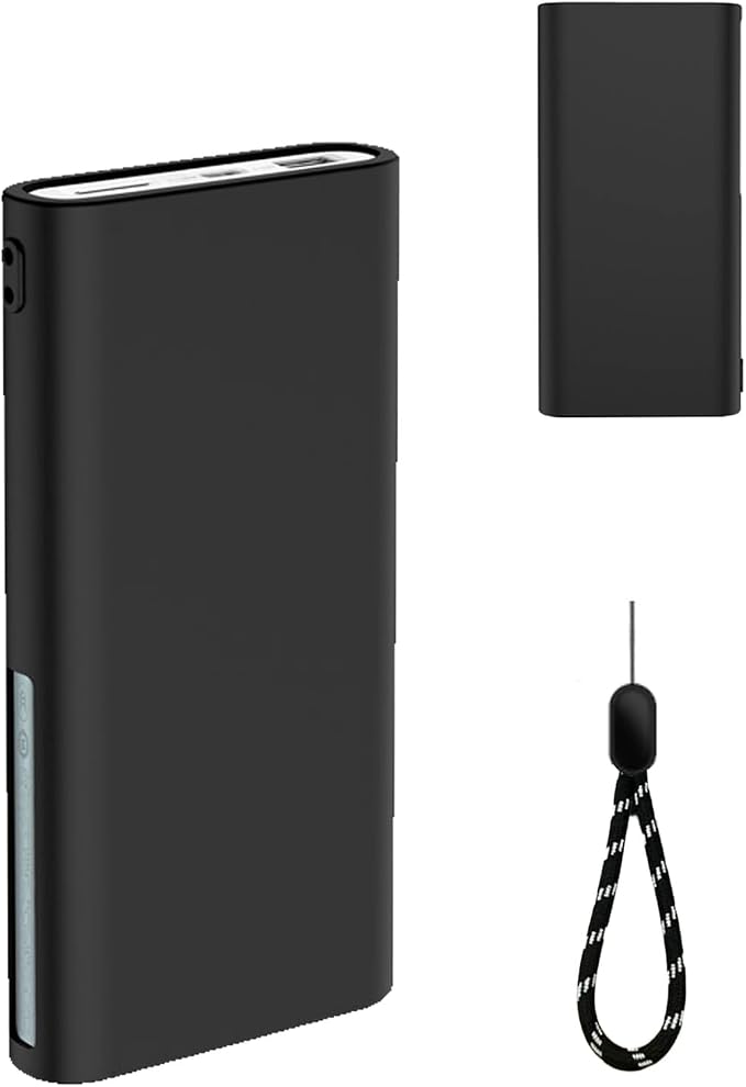 Silicone Protective Case Compatible with OnePlus SuperVooc Power Bank 12,000mAh 100W, Shockproof Cover with LCD Display Visible, Anti-Lost Strap, Precision Cutouts for All-Port Charger (Black)