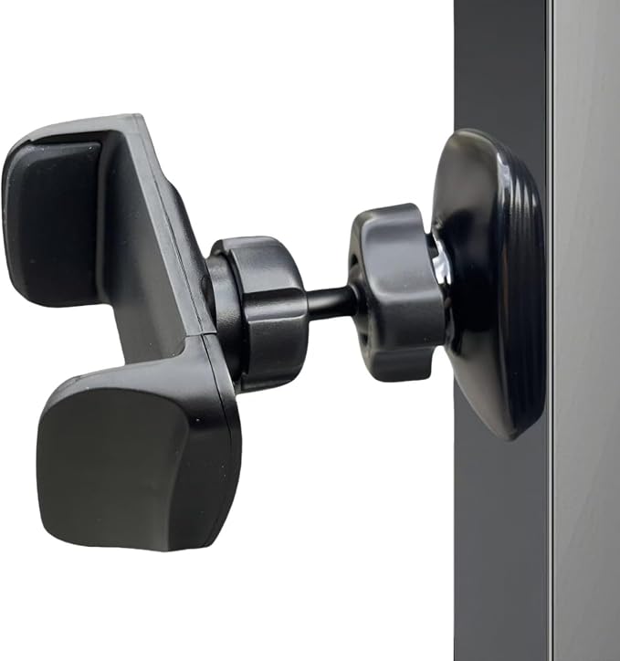 Gym Magnetic Phone Holder Mount, Magnetic Phone Holder with 360° Adjustable Dual Ballhead Arm for Gym Attach to Metal Surface, Gym Phone Holder Compatible with All Smartphones (Black)