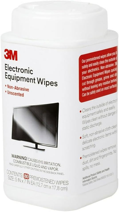3M Antistatic Wipes, 80-Count Canister, Safe for Use on Most Electronic Devices (CL610)