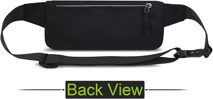 Lightweight Running Belt for Phone with Waterproof Fanny Pack, Adjustable Buckle, and Earphone Port - Store Essentials Snugly for Fitness, Cycling, and Travel, Black, One Size, Sport, XYB-1