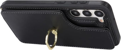 Lipvina for Samsung Galaxy S22 Case with Card Holder and Strap for Women,Crossbody Lanyard,RFID Blocking,Ring Stand,Snap Clasp,Phone Wallet Cases 6.1 inch(Black)