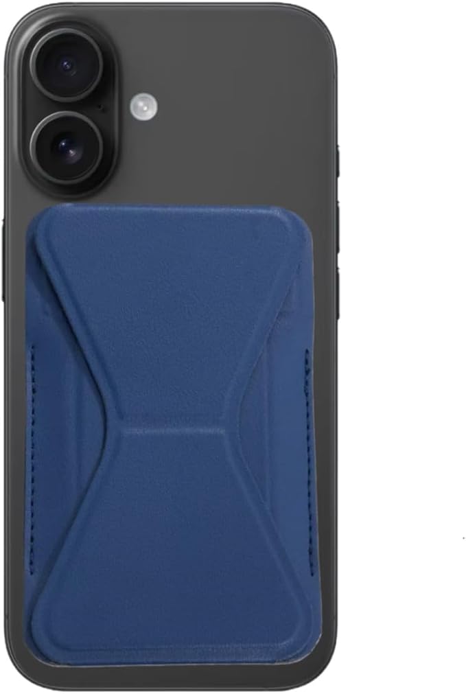 for MagSafe Wallet RFID Blocking, 2 Card Holder, Stand Strong Magnetic Grip, Slim Leather Phone Wallet, Compatible with iPhone 17/16/15/14/13/12 Series (Deep Blue Small Support)
