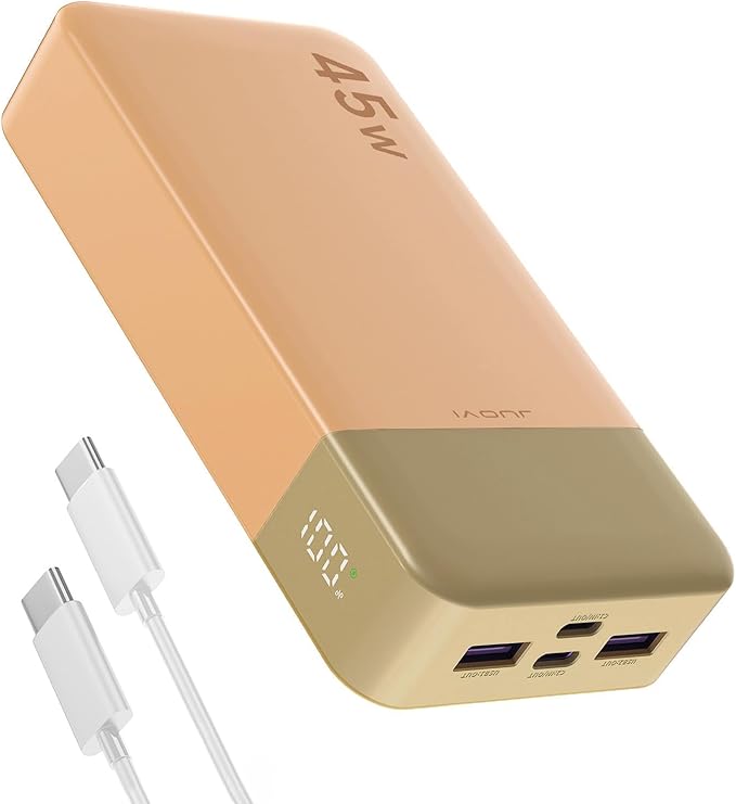 J2621 Power Bank Portable Charger 20000mAh 45W, PD3.0 QC 4.0 Fast Charging Battery Pack with LED Display,2 USB-C,2 USB-A for iPhone 15 16, MacBook